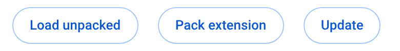 Load unpacked, Pack extension and Update buttons